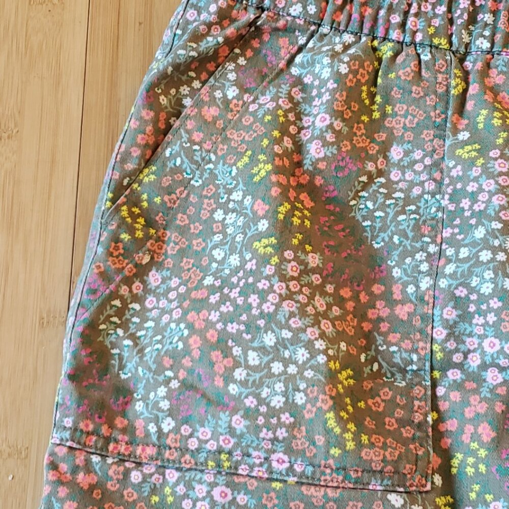 22W Lands' End Skort - Floral Print Chino Cotton Skirt-Skort Knee-Length